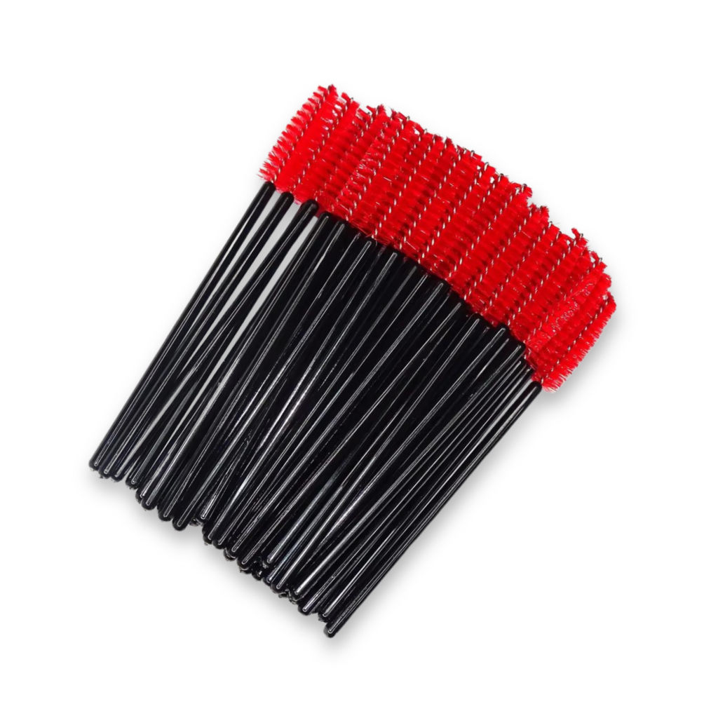 Нейлоновые щетки для ресниц и бровей красные с черной ножкой купить в ...